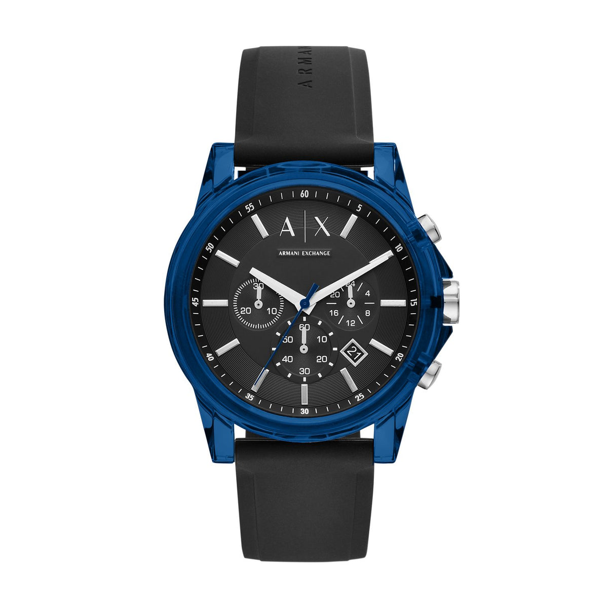 Armani Exchange Outerbanks AX1339 Men's Chronograph Watch – Black Dial & Black Silicone Strap