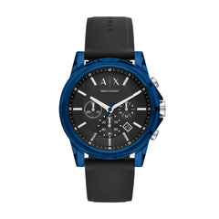 Armani Exchange Outerbanks AX1339 Men's Chronograph Watch – Black Dial & Black Silicone Strap