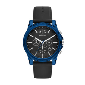 Armani Exchange Outerbanks AX1339 Men's Chronograph Watch – Black Dial & Black Silicone Strap