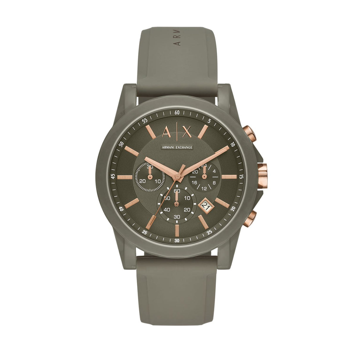 Armani Exchange Outerbanks AX1341 Men's Chronograph Watch – Grey Dial & Grey Silicone Strap