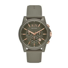 Armani Exchange Outerbanks AX1341 Men's Chronograph Watch – Grey Dial & Grey Silicone Strap