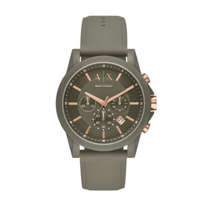 Armani Exchange Outerbanks AX1341 Men's Chronograph Watch – Grey Dial & Grey Silicone Strap