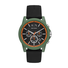 Armani Exchange Outerbanks AX1348 Men's Chronograph Watch – Black Dial & Black Silicone Strap