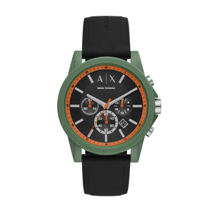 Armani Exchange Outerbanks AX1348 Men's Chronograph Watch – Black Dial & Black Silicone Strap