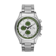 Armani Exchange AX1613 Men's Chronograph Watch – White Dial & Stainless Steel Bracelet