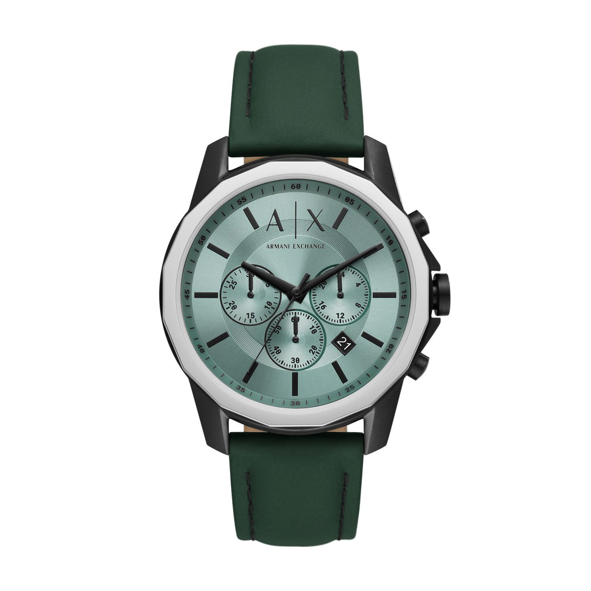 Armani Exchange Banks AX1725 Men's Chronograph Watch – Green Dial & Green Leather Strap