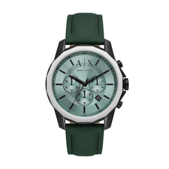 Armani Exchange Banks AX1725 Men's Chronograph Watch – Green Dial & Green Leather Strap