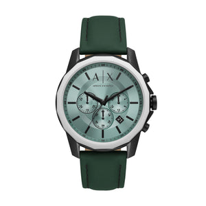 Armani Exchange Banks AX1725 Men's Chronograph Watch – Green Dial & Green Leather Strap