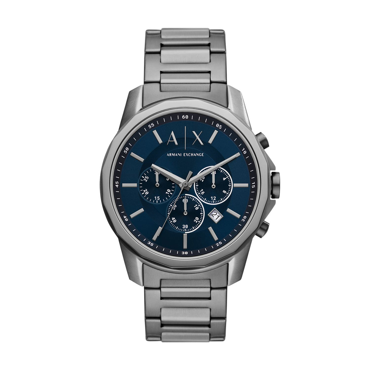 Armani Exchange Banks AX1731 Men's Chronograph Watch – Blue Dial & Gunmetal Stainless Steel Bracelet