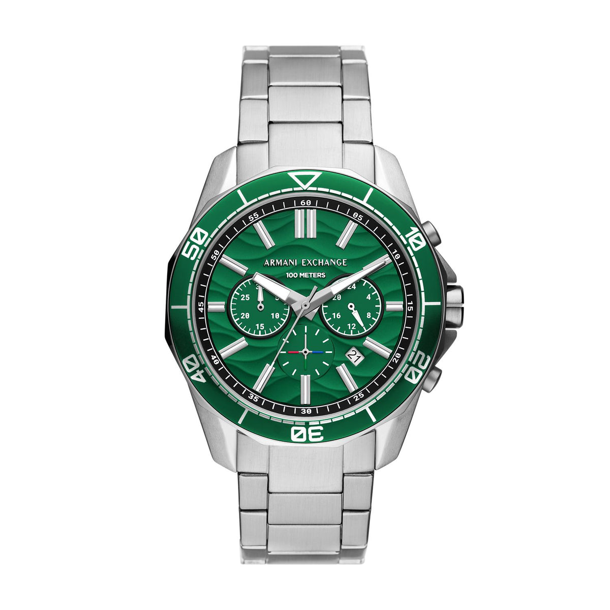 Armani Exchange Spencer AX1957 Men's Chronograph Watch – Green Dial & Stainless Steel Bracelet