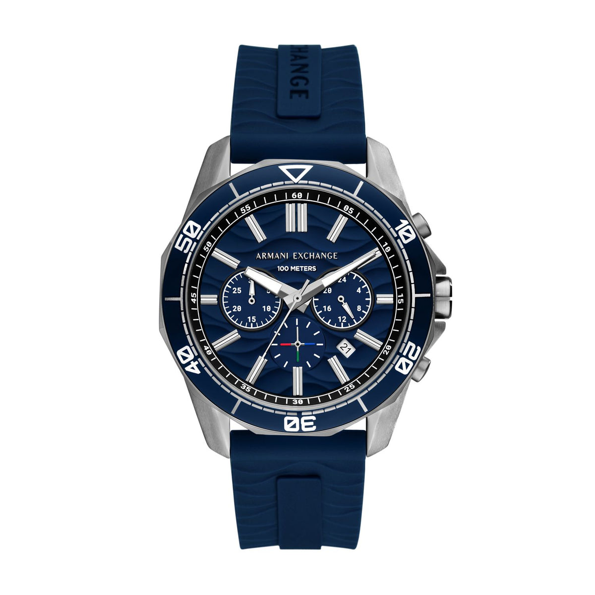 Armani Exchange Spencer AX1960 Men's Chronograph Watch – Blue Dial & Blue Silicone Strap