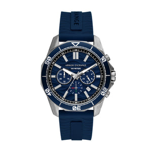 Armani Exchange Spencer AX1960 Men's Chronograph Watch – Blue Dial & Blue Silicone Strap