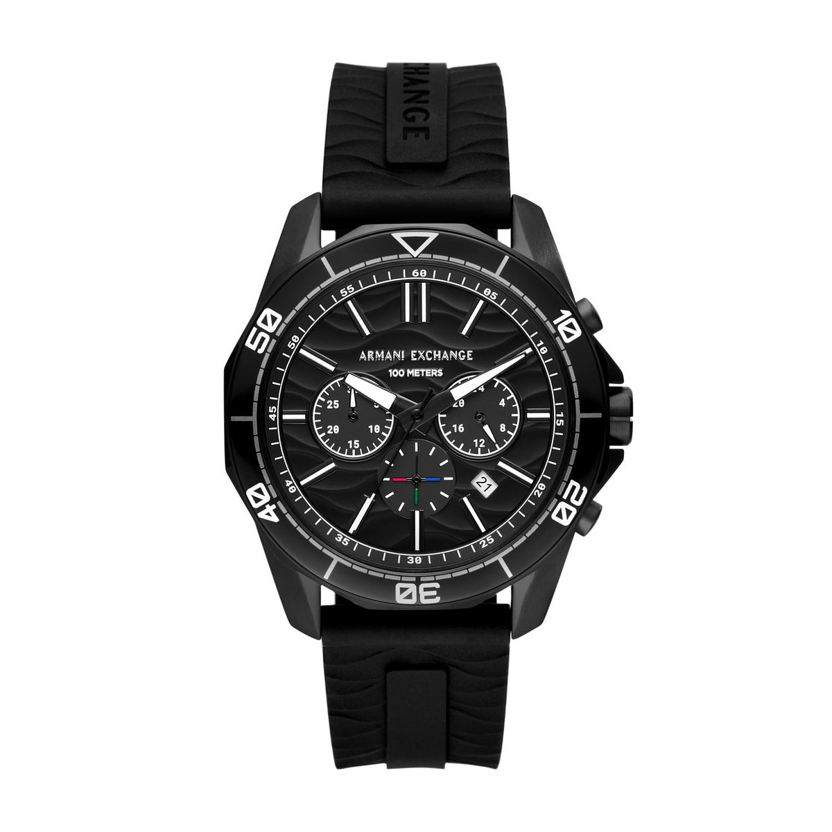 Armani Exchange Spencer AX1961 Men's Chronograph Watch – Black Dial & Black Silicone Strap