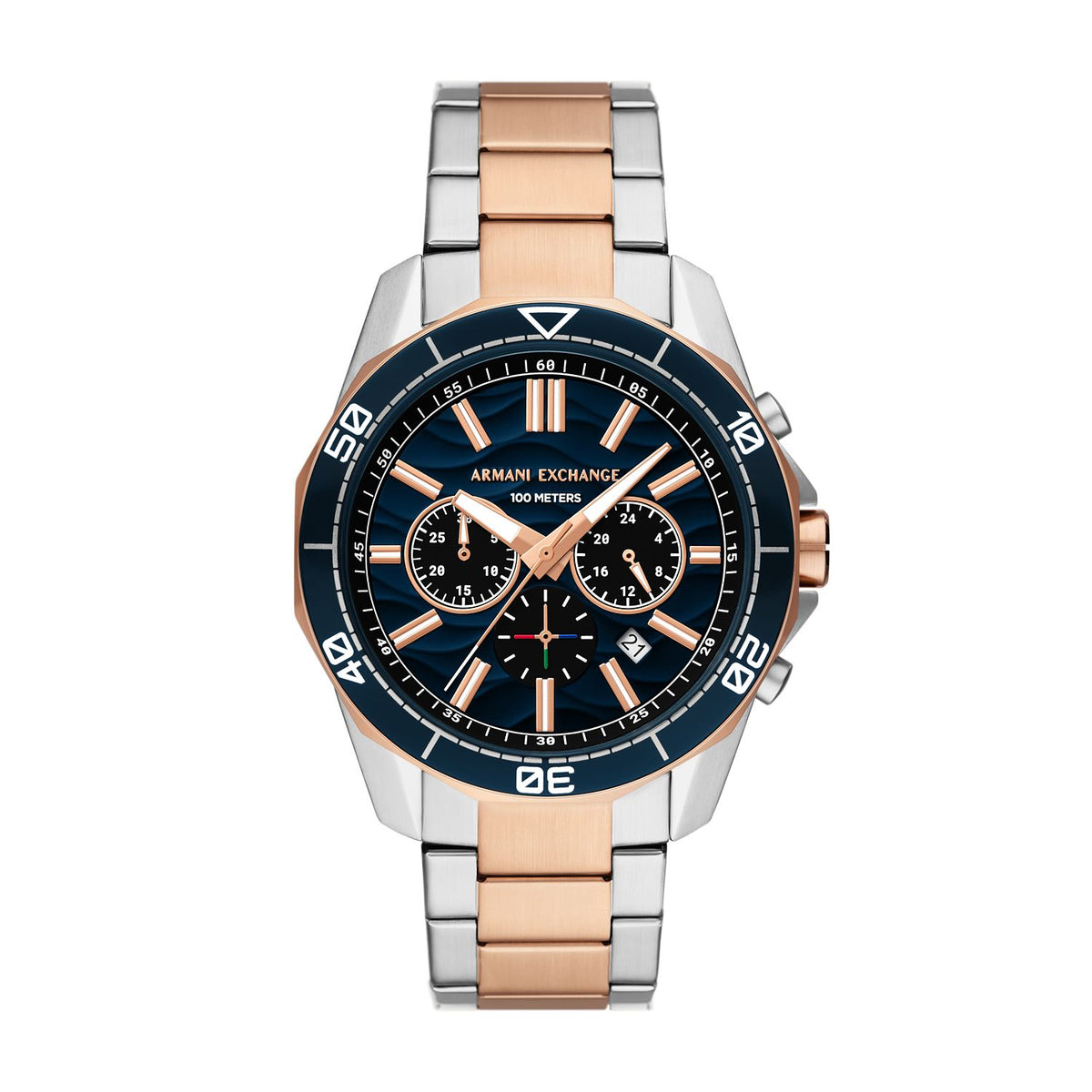 Armani Exchange Spencer AX1965 Men's Chronograph Watch – Blue Dial & Two-Tone Stainless Steel Bracelet
