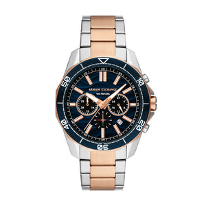 Armani Exchange Spencer AX1965 Men's Chronograph Watch – Blue Dial & Two-Tone Stainless Steel Bracelet