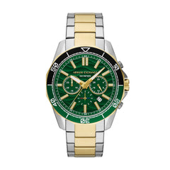 Armani Exchange Spencer AX1966 Men's Chronograph Watch – Green Dial & Two-Tone Stainless Steel Bracelet