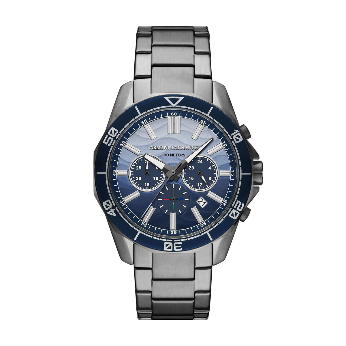 Armani Exchange Spencer AX1967 Men's Chronograph Watch – Blue Dial & Gunmetal Stainless Steel Bracelet