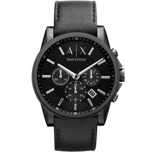 Armani Exchange Outerbanks AX2098 Men's Chronograph Watch – Black Dial & Leather Strap