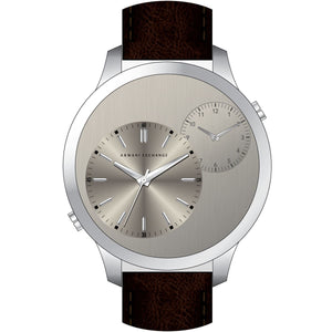 Armani Exchange Hampton AX2175 men's watch - silver dial brown leather strap