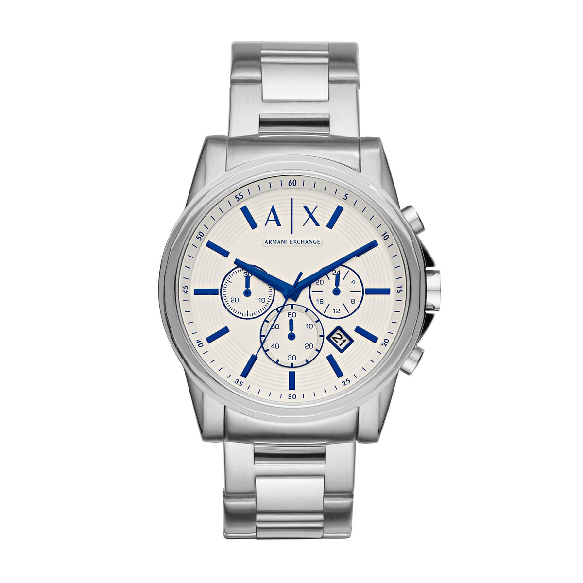 Armani Exchange AX2510 Men's Chronograph Watch – White Dial & Stainless Steel Bracelet