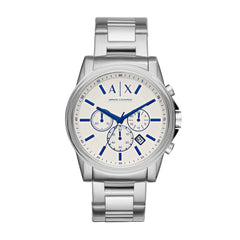 Armani Exchange AX2510 Men's Chronograph Watch – White Dial & Stainless Steel Bracelet