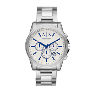 Armani Exchange AX2510 Men's Chronograph Watch – White Dial & Stainless Steel Bracelet