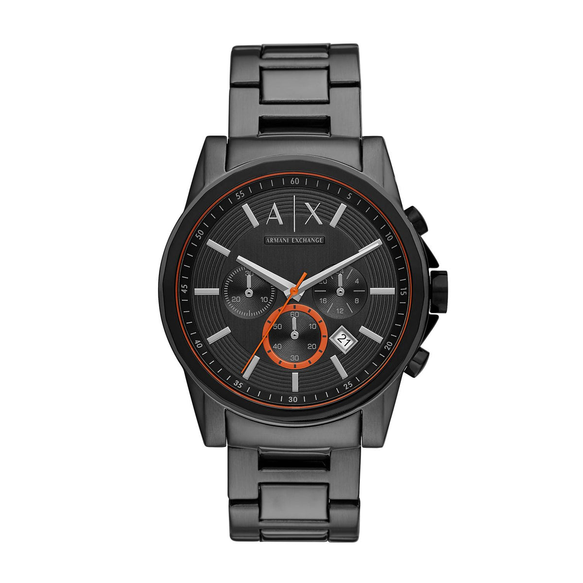 Armani Exchange AX2514 Men's Chronograph Watch – Black Dial & Gunmetal Stainless Steel Bracelet