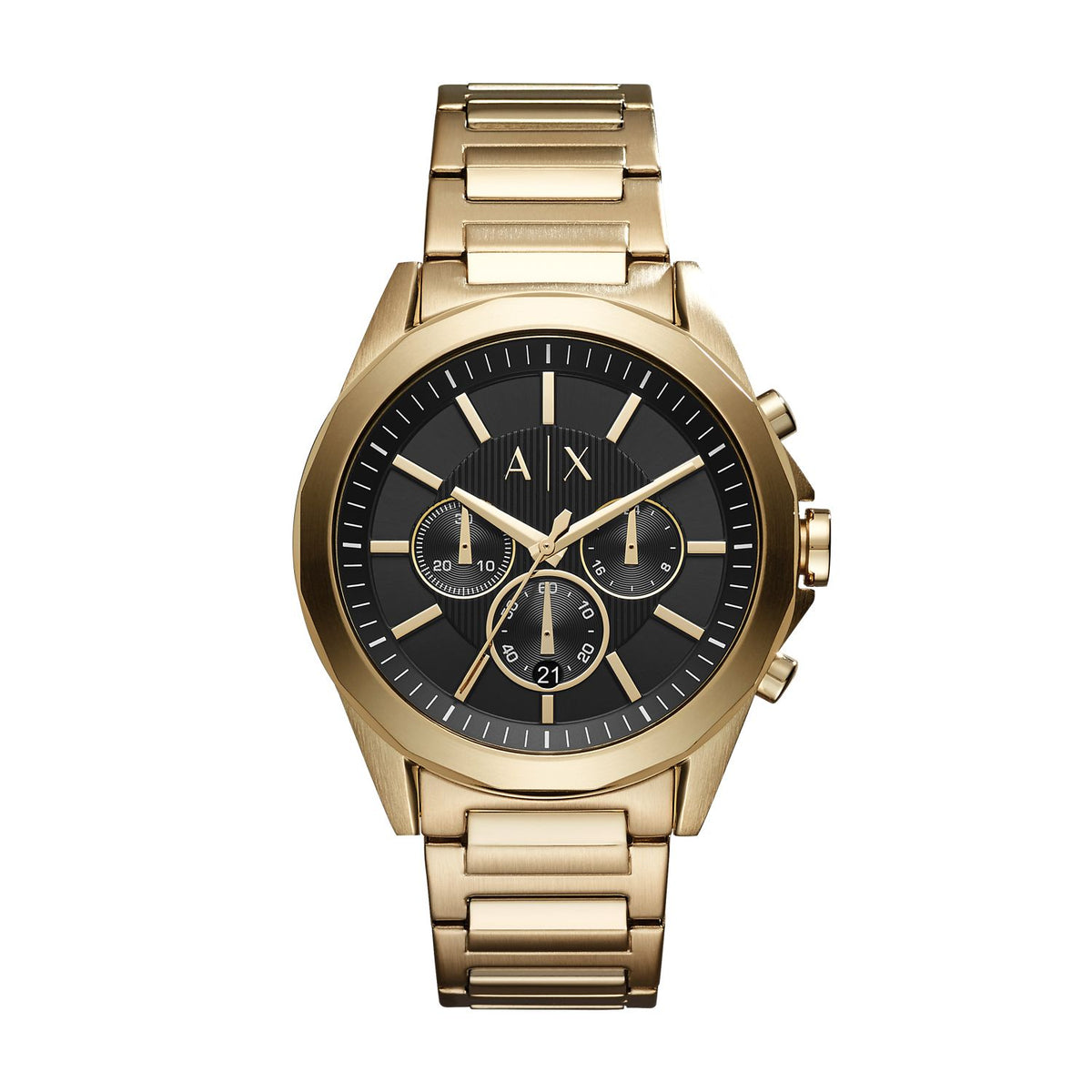 Armani Exchange Drexler AX2611 Men's Chronograph Watch – Black Dial & Gold Stainless Steel Bracelet