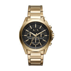 Armani Exchange Drexler AX2611 Men's Chronograph Watch – Black Dial & Gold Stainless Steel Bracelet