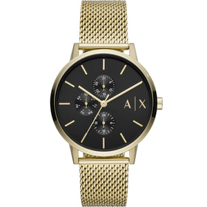 Armani Exchange Cayde AX2715 Men's Multi-Function Watch – Black Dial & Gold Mesh Strap