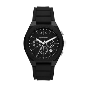 Armani Exchange Rafael AX4161 Men's Chronograph Watch – Black Dial & Black Silicone Strap