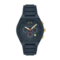 Armani Exchange Rafael AX4168 Men's Chronograph Watch – Blue Dial & Blue Silicone Strap