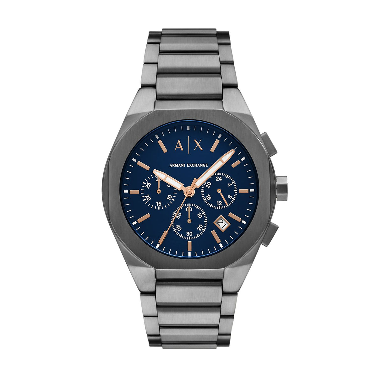 Armani Exchange Sync AX4182 Men's Chronograph Watch – Blue Dial & Gunmetal Stainless Steel Bracelet