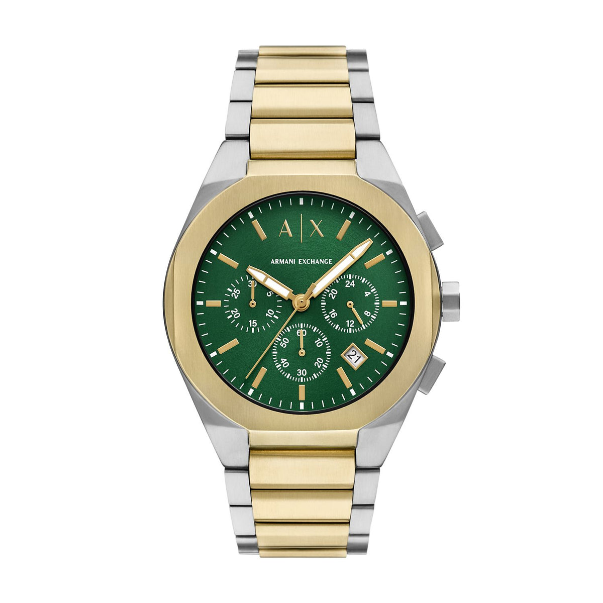 Armani Exchange Sync AX4184 Men's Chronograph Watch – Green Dial & Two-Tone Stainless Steel Bracelet