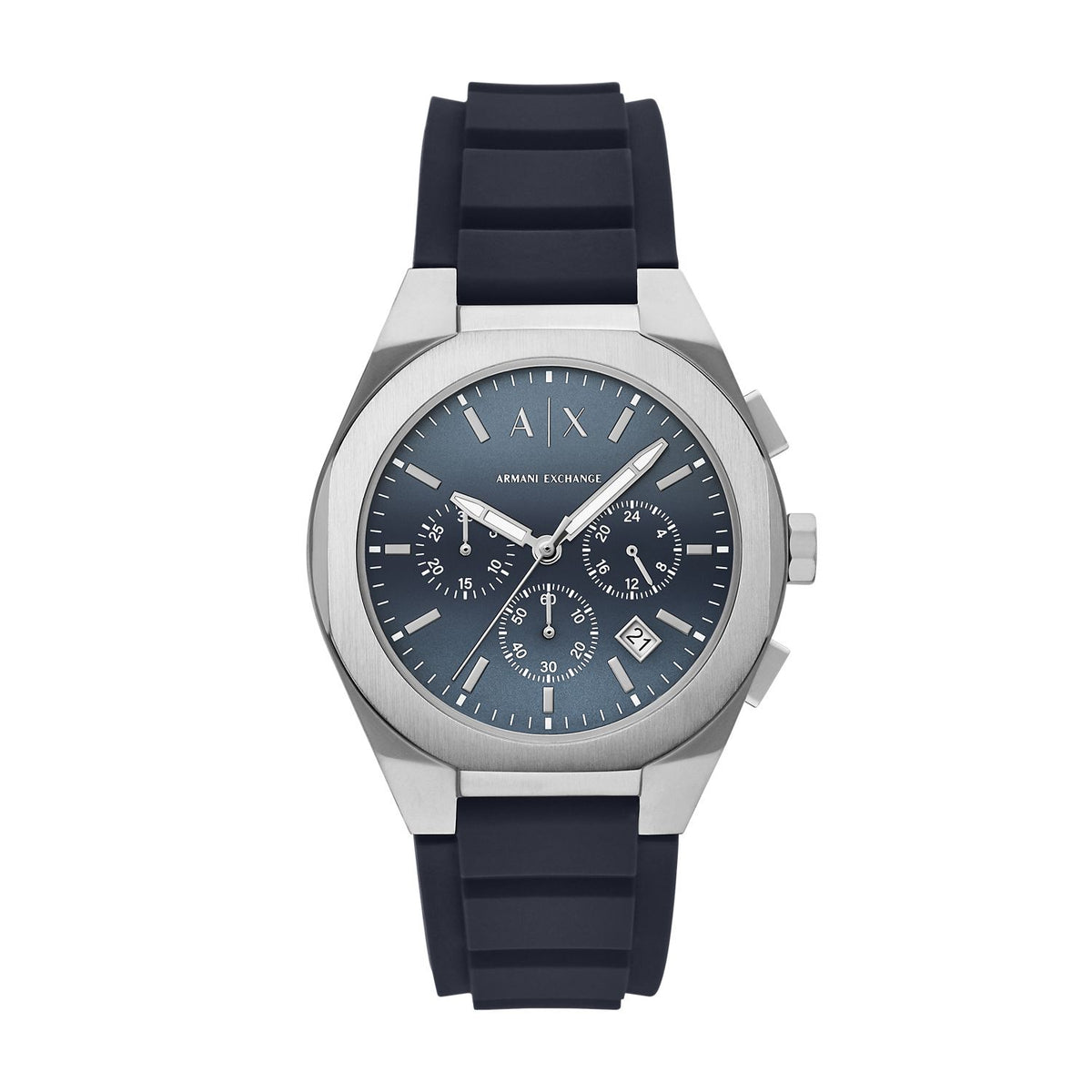 Armani Exchange Rafael AX4185 Men's Chronograph Watch – Blue Dial & Blue Silicone Strap