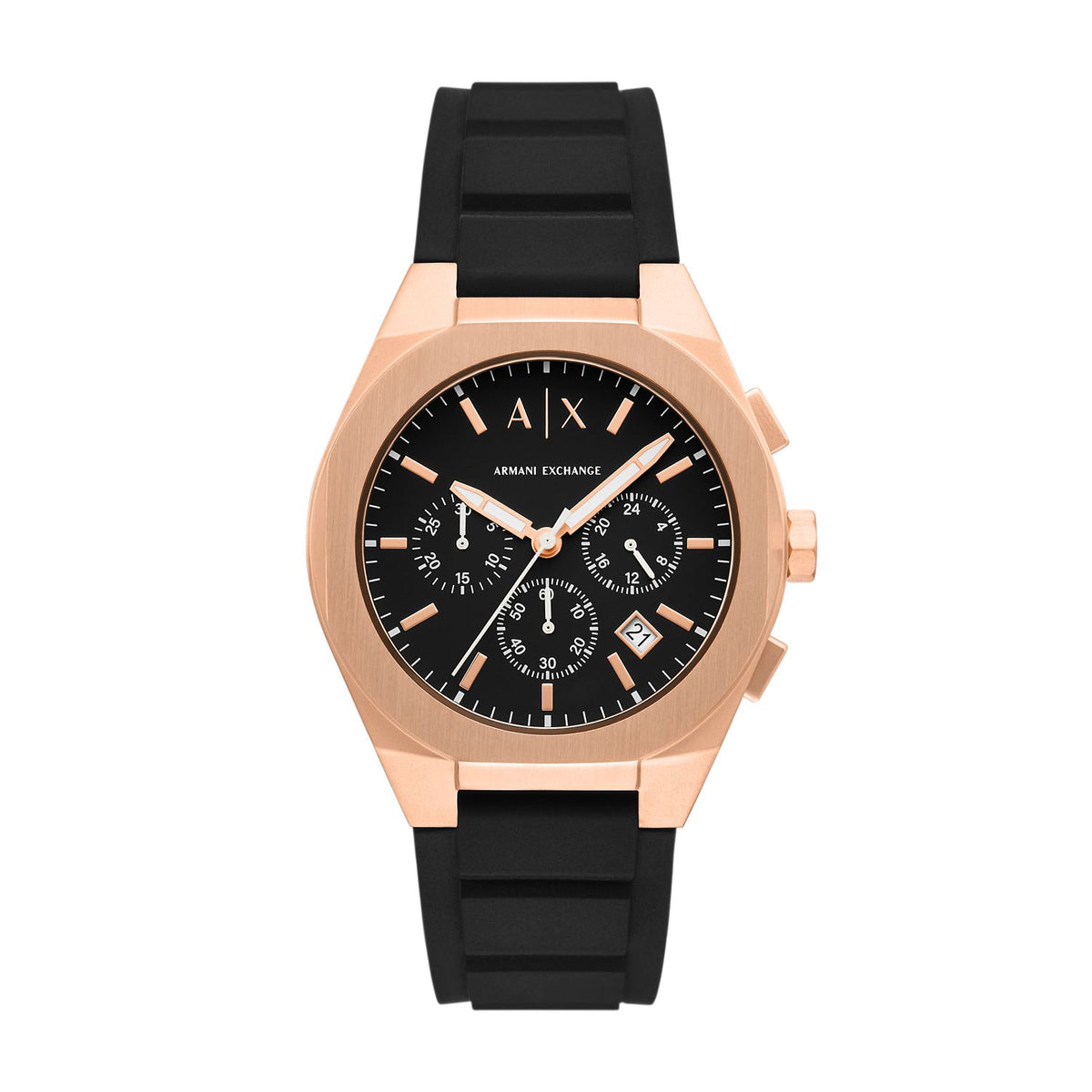 Armani Exchange Sync AX4190 Men's Chronograph Watch – Black Dial & Black Silicone Strap