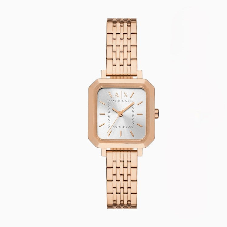 Armani Exchange Leila AX7164SET Women's Watch & Bracelet Gift Set – Silver Dial & Rose Gold Stainless Steel Bracelet