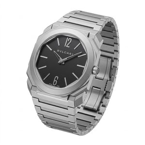 Bvlgari Octo Finissimo 40mm men's watch, Black dial, matte sandblasted silver stainless steel case and bracelet – view 2