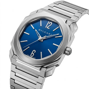 Bvlgari Octo Finissimo 40mm men's watch, Blue dial, polished silver stainless steel case and bracelet – view 3