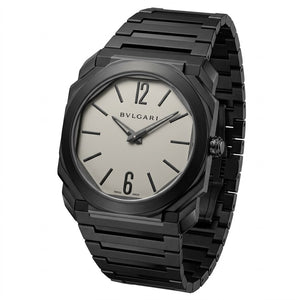 Bvlgari Octo Finissimo 40mm men's watch, Silver dial, polished black case and bracelet – view 2