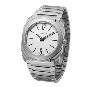 Bvlgari Octo Finissimo 40mm men's watch, White dial, matte sandblasted silver stainless steel case and bracelet – view 2