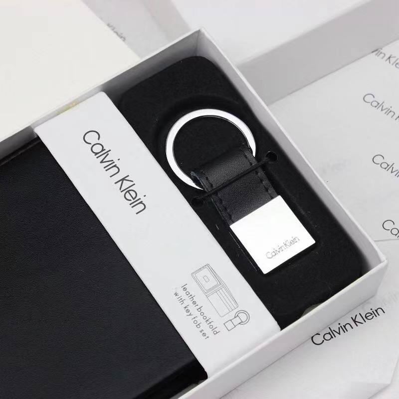 Calvin Klein 2-Piece Gift Set featuring Black Leather Bifold Wallet and Matching Key Fob