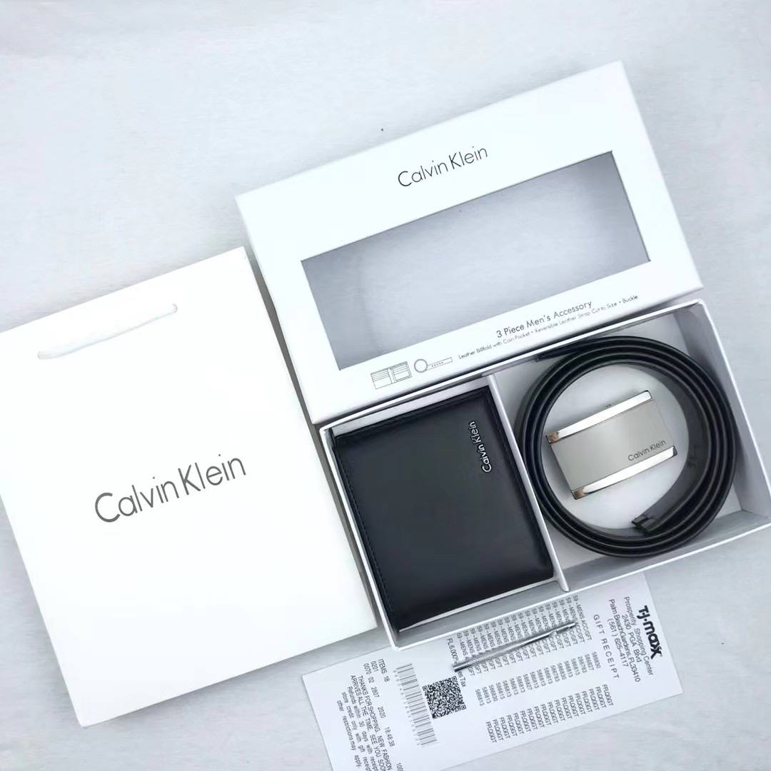 Calvin Klein 3-Piece Gift Set featuring Wallet with Coin Pocket and Reversible Cut-to-Size Belt