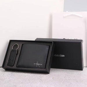 Calvin Klein Gift Set with Wallet and Rectangular Key Fob in Box