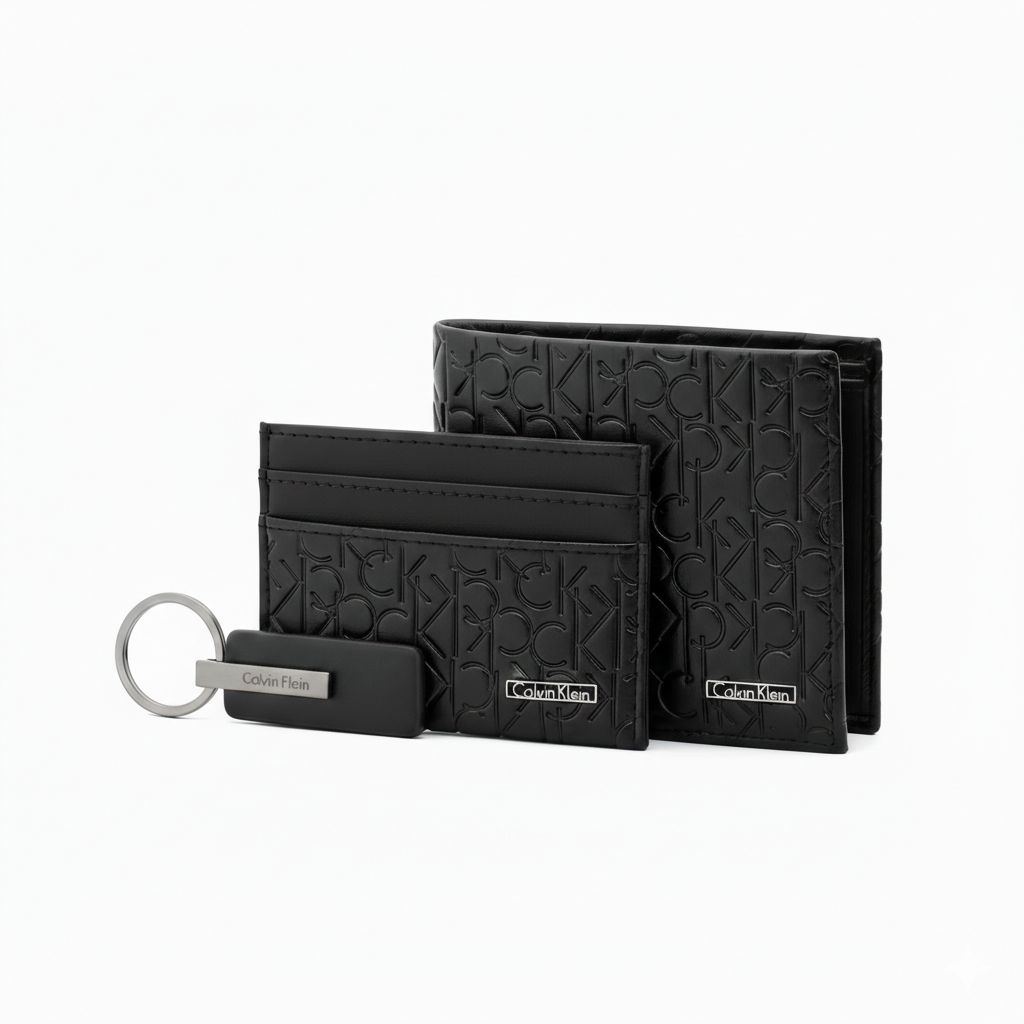Calvin Klein Men's Wallet and Cardholder Set in Black Leather