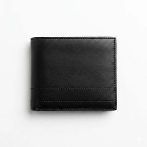 Black leather wallet on a white background