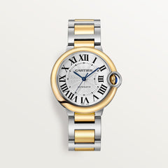 Cartier Ballon Bleu de Cartier men's quartz watch, 36mm case, silver dial, two-tone stainless steel bracelet – front view