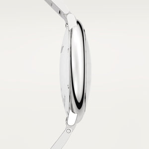 Cartier Ballon Bleu de Cartier men's quartz watch, 42mm case, silver dial, silver stainless steel bracelet – crown side view