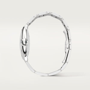 Cartier Ballon Bleu de Cartier men's quartz watch, 42mm case, silver dial, silver stainless steel bracelet – side profile view