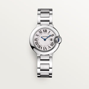 Cartier Ballon Bleu de Cartier women's quartz watch, 33mm case, silver dial, silver stainless steel bracelet – front view